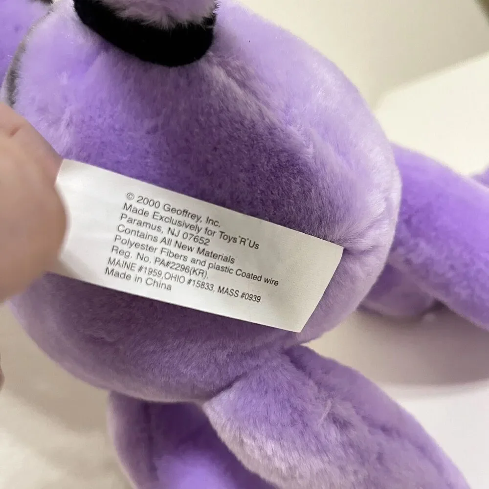 Vintage Animal Alley Toys R Us Purple Cat Plush Stuffed Animal Posable 2000 TAGS